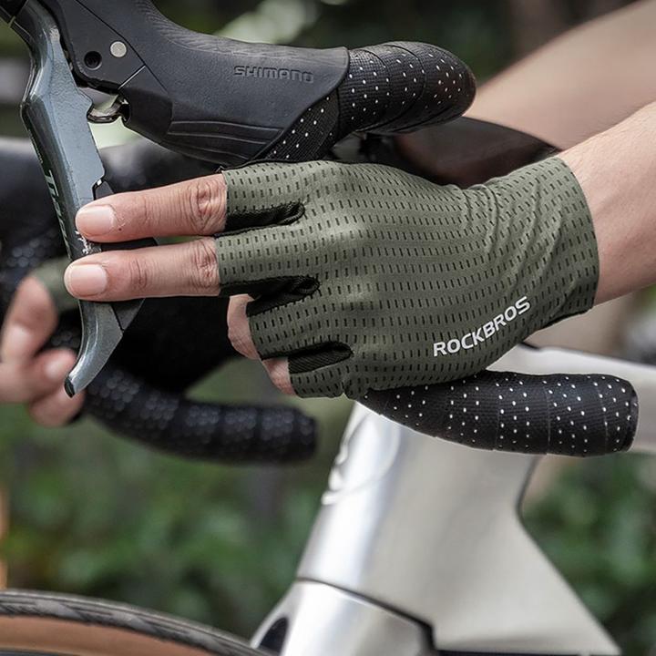 Image du produit Rockbros Breathable Short Finger Cycling Gloves Size: XL - Green (XL)