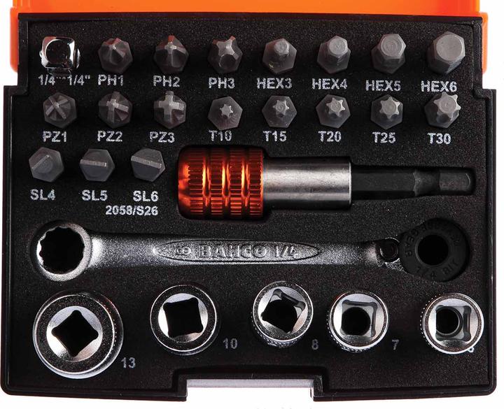 Produktbild Bahco Bit-Steckschlüssel-Satz mit 1/4" Bit-Knarre und Adapter für Schlitz/Phillips/Pozidriv/TORX/Sechsk