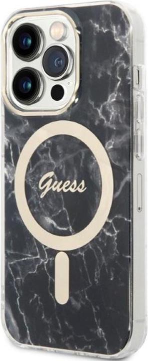 Actual product image Guess Zestaw GUBPP14LHMEACSK Case+ Charger iPhone 14 Pro 6.1" czarny/black hard case Marble MagSafe (Apple iPhone 14 Pro)