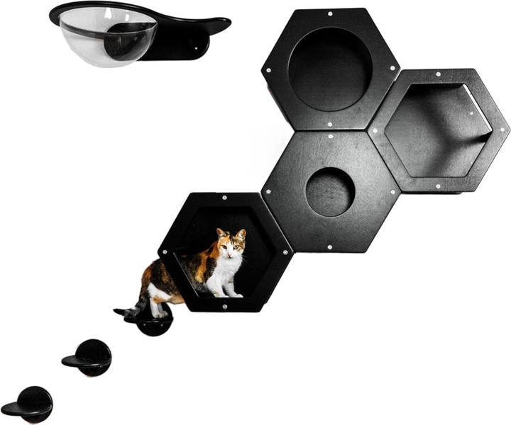 Immagine prodotto Wowhelperco Parete da arrampicata per gatti 8 pezzi (Nero)