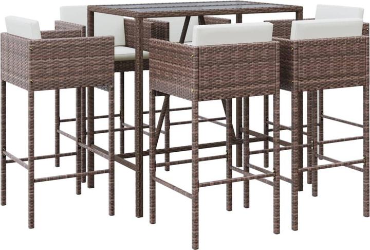 Image du produit VidaXL Set bar de jardin 7 pièces avec coussins Marron Poly rotin (48 cm)