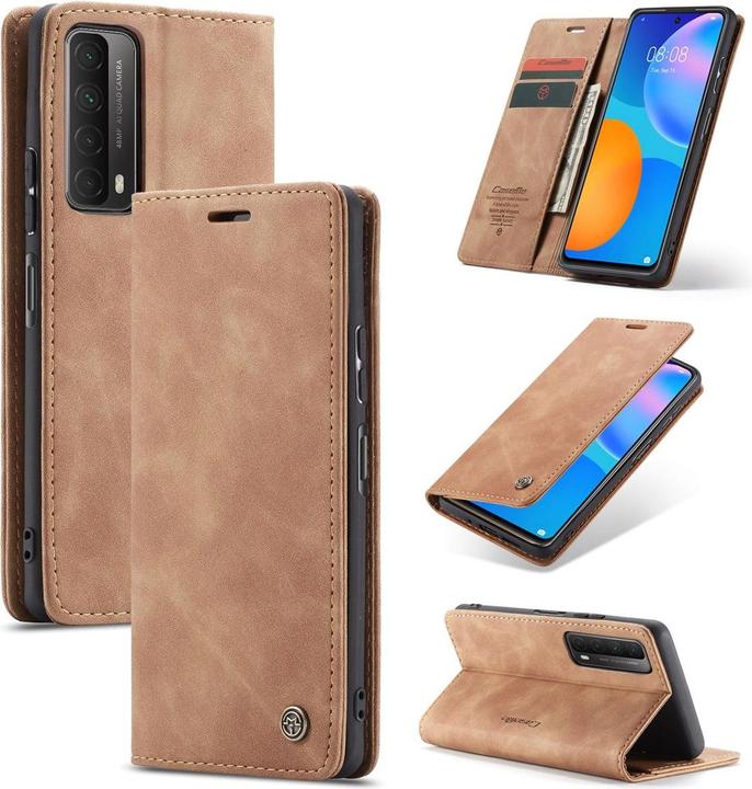 Produktbild König Design Hülle Handy Schutz für Huawei P smart 2021 Case Flip Cover Tasche Etuis Braun (Huawei P Smart (2021))