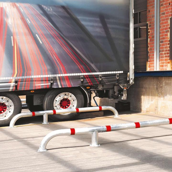 Produktbild Moravia Rammschutz LKW-Einfahrtshilfe Ø 108 mm, feuerverzinkt mit roten Reflexstreifen