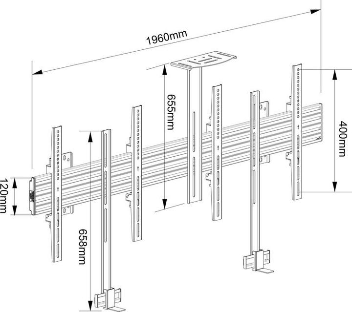Actual product image Multibrackets Dual mount 2 x 32"-65", black, VESA 100x (Wall, 65", 30 kg)