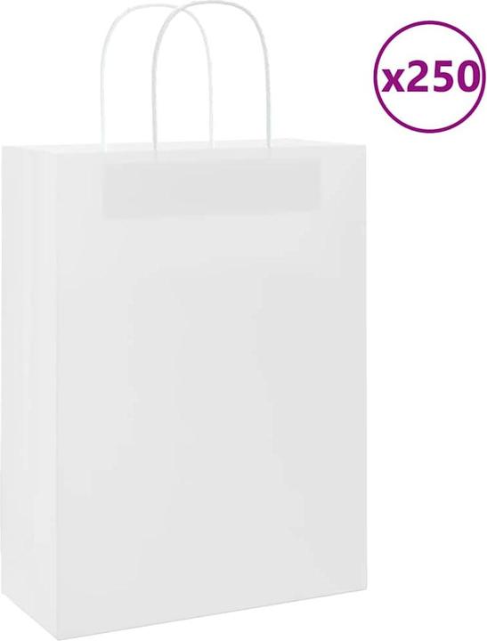 Image du produit VidaXL Sacs en papier kraft 250 pcs. avec anse Blanc 26x12x35 cm Sac en papier (Pochette cadeau, 250 x)