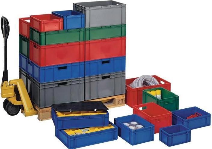 Actual product image kaiserkraft Euro format stacking containers, walls and bottom closed