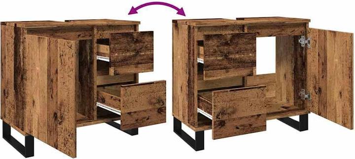 Produktbild VidaXL Waschbeckenunterschrank Unterschrank Badschrank Badmöbel Altholz-Optik (65 x 33 x 60 cm)