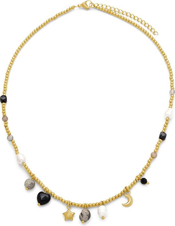 Leyda Halskette Charms Edelstahl (Stein, Edelstahl Gelb Vergoldet 18K)