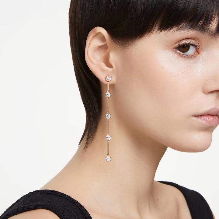 Produktbild Swarovski Constella Drop Ohrhänger Rundschliff Weiss Roségold (Swarovski Metall)