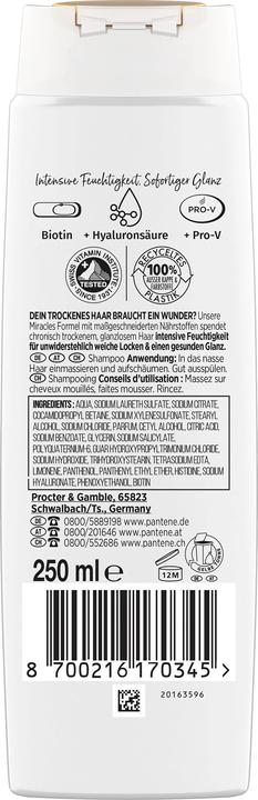 Image du produit Pantene Shampooing Miracles Hydra Glow 250 ml (250 ml, Shampoing liquide)