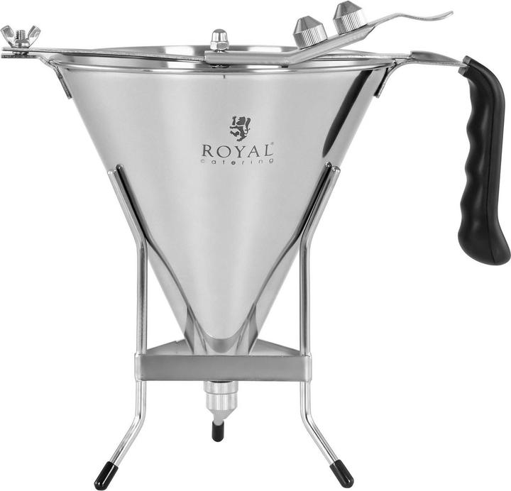 Produktbild Royal Catering Fülltrichter Likörtrichter Gebäckfüller 1.8 l Edelstahl 3 Dosierspitzen