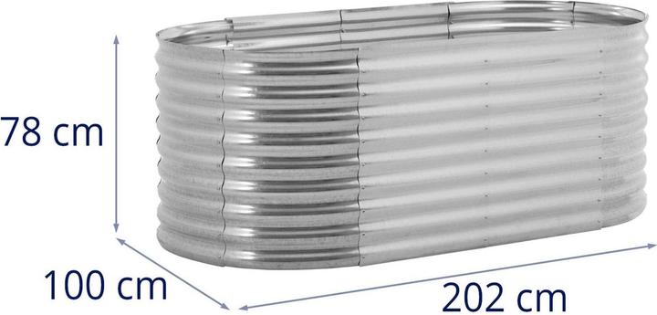Produktbild Uniprodo Hochbeet aus Metall Balkon Kräuterbeet oval 202 x 100 x 78 cm Stahl