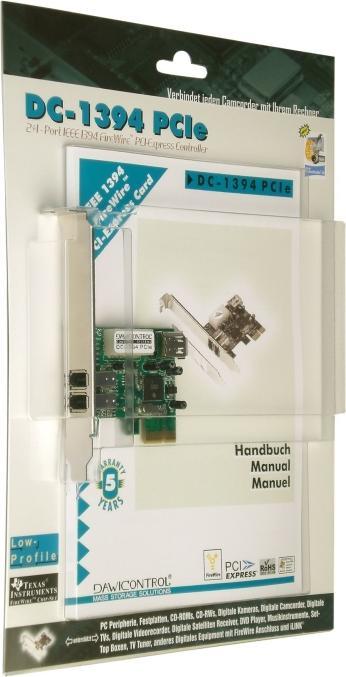 Image du produit Dawicontrol DC-1394 PCIe - 2+1 - Port IEEE 1394 FireWire PCI Express Controller