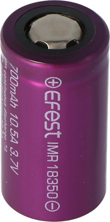 Actual product image Efest Battery Purple IMR18350 (plus pole flat) (1 pcs., 18350, 700 mAh)
