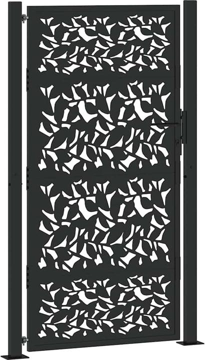 Produktbild VidaXL Gartentor Schwarz 105x180 cm Stahl Blatt-Design Zauntor Outdoor Tor