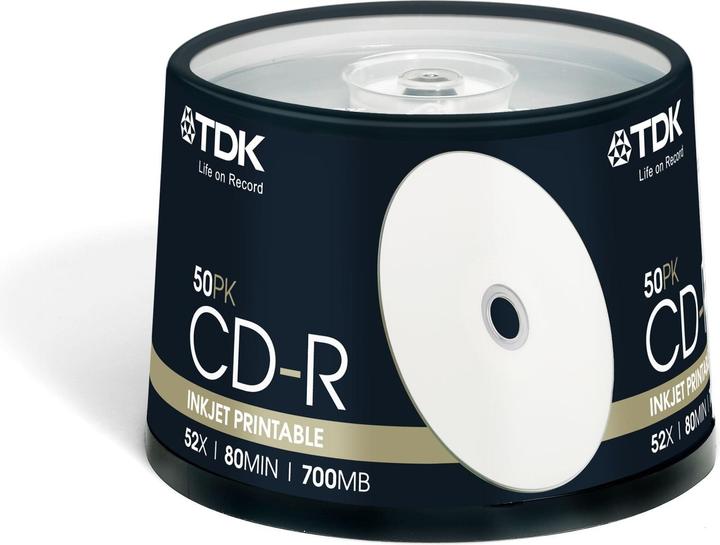 Image du produit CD-R, 700MB, 52x, imprimable, broche (0.70 Go)