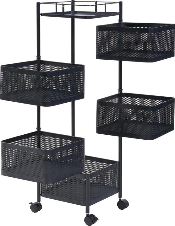 Produktbild En.Casa Rollwagen Sunndal mit 5 Ebenen 94,5x27x27cm Schwarz