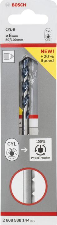 Produktbild Bosch Professional Zubehör Betonbohrer CYL-5, Blue Granite, 6 x 50 x 100 mm (6 mm)