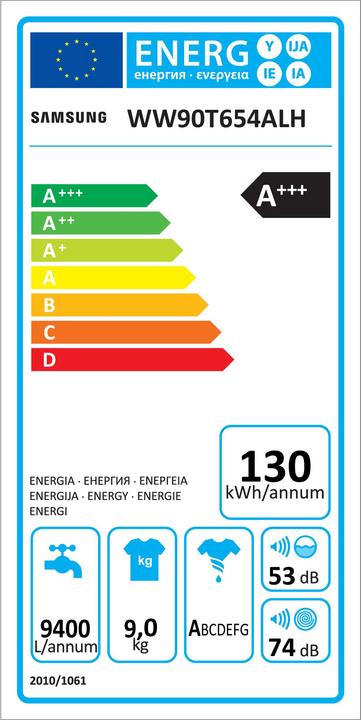 Etichetta energetica Samsung WW90T654ALH/S5 (9 kg, A sinistra)