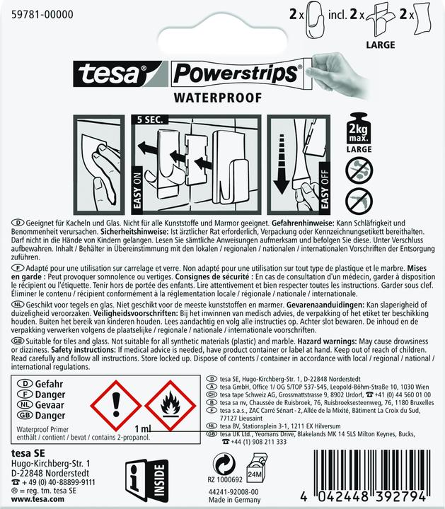 Produktbild tesa Powerstrips Waterproof Haken L