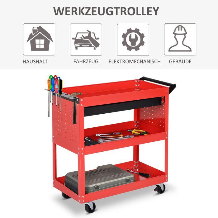 Actual product image Swisshandel24 Workshop trolley, tool trolley with 3 levels, transport trolley with drawer, assembly trolley for (1 x)