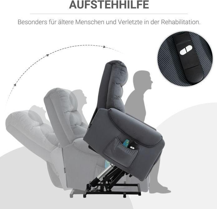 Immagine prodotto Swisshandel24 Fernsehsessel mit Massage, Aufstehhilfe, Heizung, Liegefunktion 79x97x103 cm