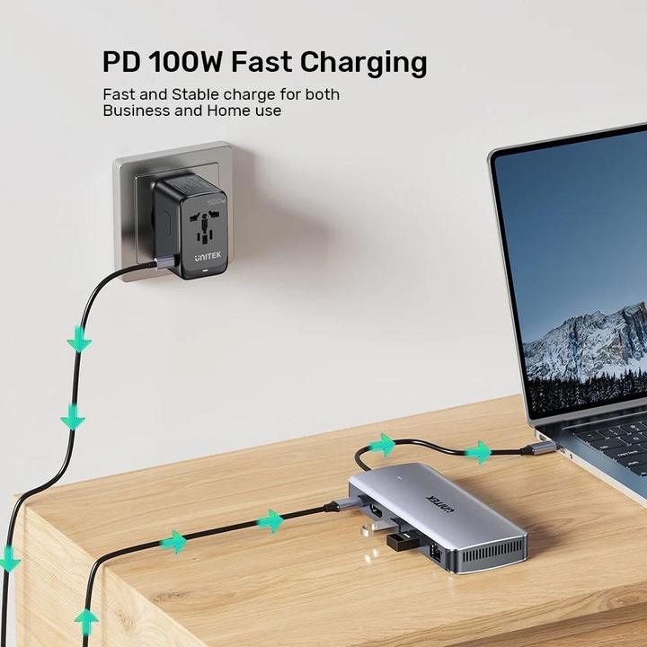 Actual product image Unitek AKTYWNY HUB USB-C 10GBPS M.2 HDMI PD 100W (USB-C, 5 Ports)
