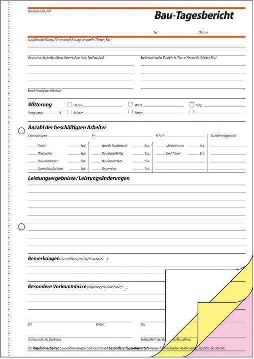 Immagine prodotto Sigel Diario di costruzione Formato carta: DIN A4 Numero di fogli: 3 x 40 fogli. (40 x)