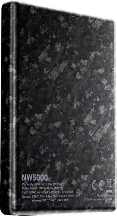 Actual product image Nitecore NW5000 Carbon Fibre Magnetic Wireless Powerbank (5000 mAh, 20 W)