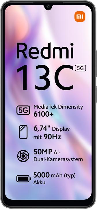 Immagine prodotto Xiaomi Redmi 13C 5G (128 GB, Argento stellato, 6.74", Doppia SIM, 50 Mpx, 5G)