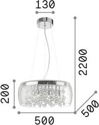 Productafbeelding Ideal lux AUDI-80 G9 hanglamp 8x ⌀500mm dimbaar rookglas warm wit 197654 (G9, 370 lm)