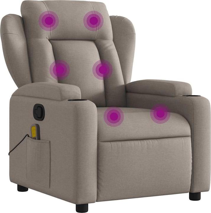 Actual product image VidaXL Massage chair taupe fabric,Colour: Taupe,Material: Fabric (100