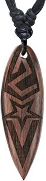Star Piercing Halskette schwarz Anhänger Surf Gravur Stern aus Narra Holz (Organisch, ohne Messing)