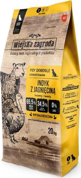 Wiejska Zagroda Karma sucha dla psa Indyk z jagnięciną (dorosły) chrupki S 20kg