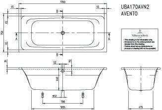 Image du produit Villeroy & Boch V&B baignoire encastrée AVENTO R-eck1700x750mm blanc (149 l, 170 cm, 75 cm)