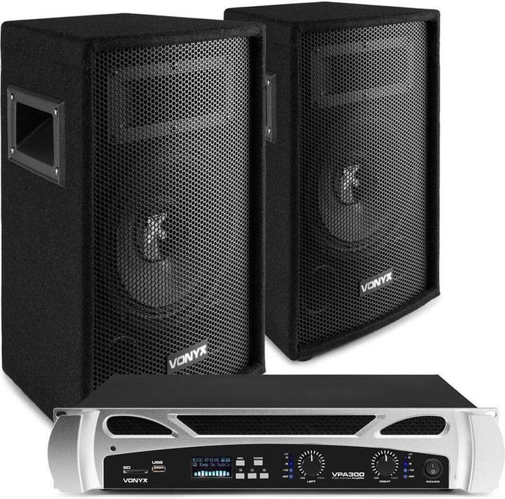 Image du produit Vonyx DJ Set - DJ sound installation for the starting DJ - SL8 speakers and VPA300 Bluetooth V