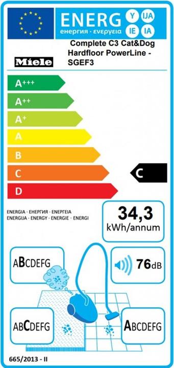 Energie-Label Miele Complete C3 Cat & Dog Hardfloor PowerLine