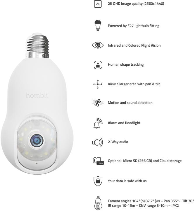 Produktbild Hombli Bulb Cam (2560 x 1440 Pixels)