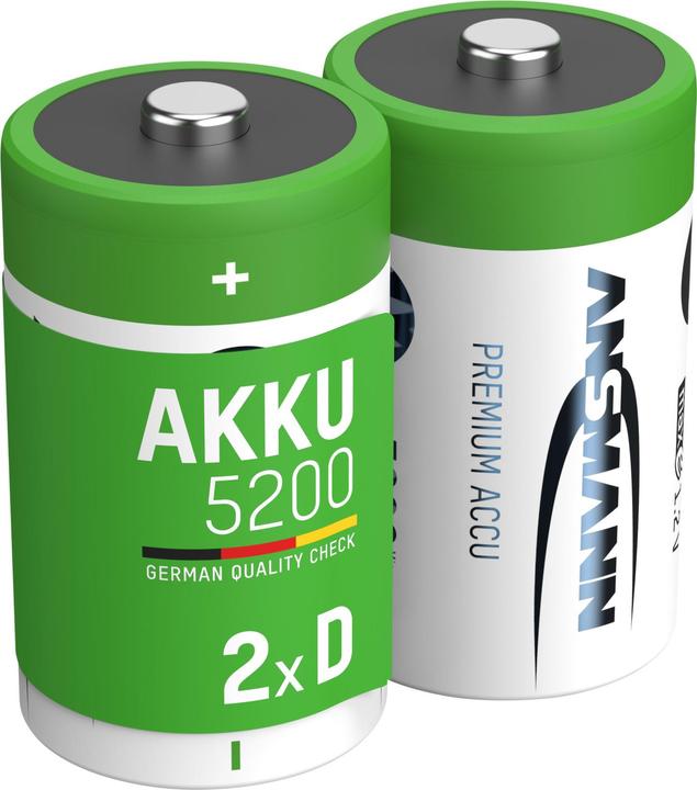 Ansmann NiMH Akku Mono D 5000 mAh maxE (2 Stk., D, 5000 mAh)