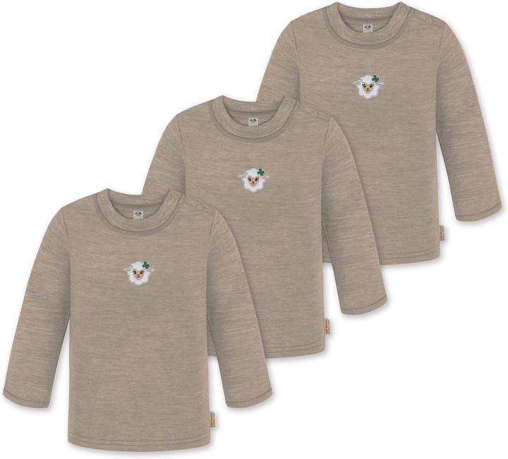 Normani 3er Pack Baby Merino Longsleeve „Taupo" - 9467 (80)