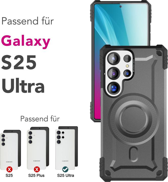 Actual product image Nalia Granite - Armor Panzer Hülle mit MagSafe Ring und Ständer - Military Hardcase (Samsung Galaxy S25 Ultra)