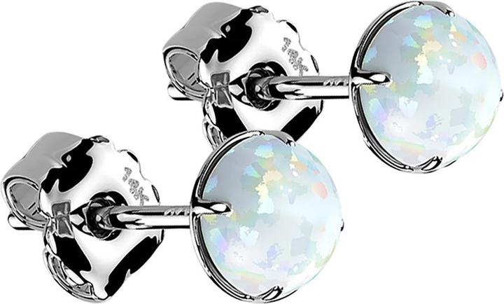 Star Piercing Ohrstecker 14k weissgold mit Opal weiss (14k Gold)