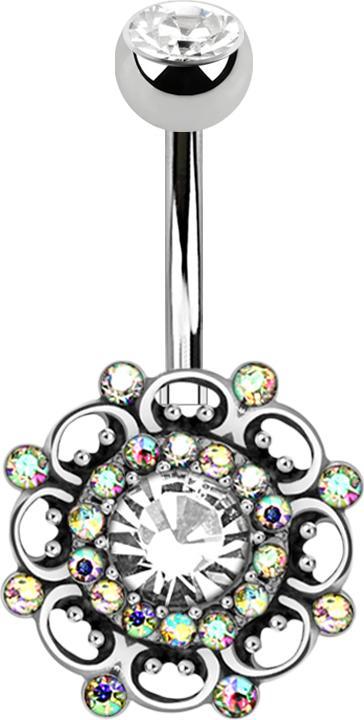 Immagine prodotto Star Piercing Banana d'argento con sfera di cristallo d'argento vintage swirl (Acciaio chirurgico 316L, Ottone)