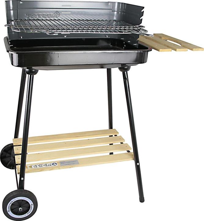 Actual product image Master Mastergrill Wooden Google Grill Barbecue Trolley with Side Board Stand Barbecue 58x38x83cm (58 cm)