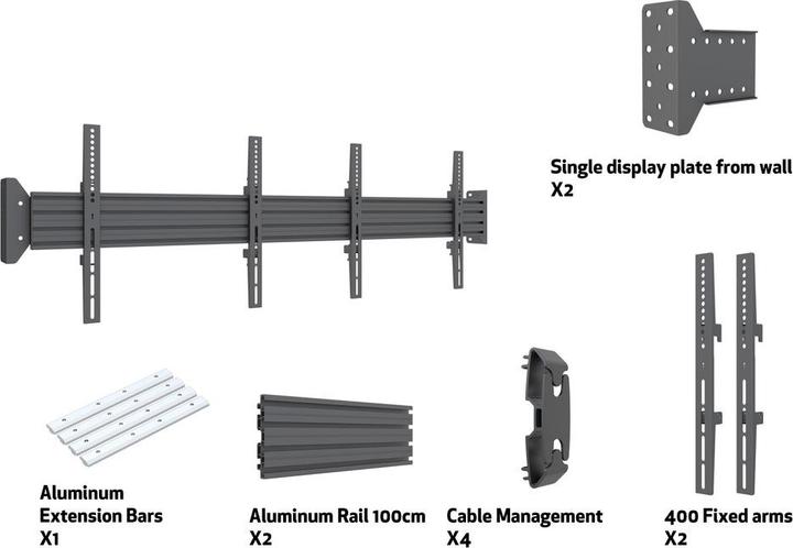 Image du produit Multibrackets Support double 2 x 32"-75", noir, max 2x40kg