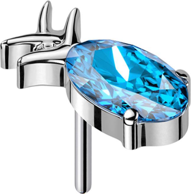 Actual product image Star Piercing Threadless Pineapple silver crystal aqua (without brass, Titanium G23)