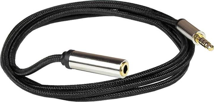 Produktbild Python Audio Verlängerungskabel High-Quality, 4-poliger 3,5mm Klinkenstecker an Klinkenbuchse, Textilmantel (1 m, Verlängerung)