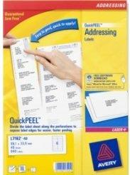 Produktbild Avery Etiquette d'adresse, 99,1 x 33,9 mm, blanc marge tout autour, coins arrondis, certifié FSC