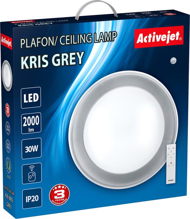 Actual product image Activejet Plafon LED AJE-KRIS Grey + pilot ceiling lighting Non-replaceable bulb(s) A+ (2000 lm)