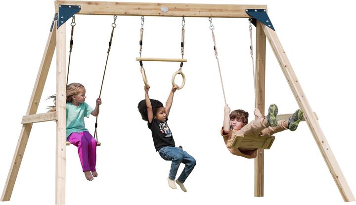Actual product image Axi Maya wooden double swing with trapeze Brown